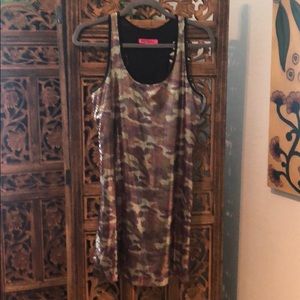Sequined, camouflage, racer back, short dress